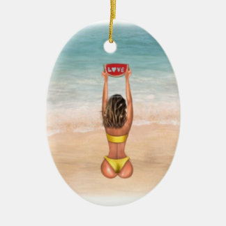 Bikini Girl on Beach Weihnachtsdekoration Keramik Ornament