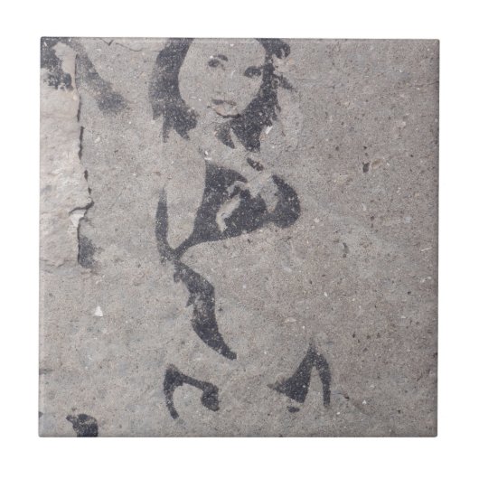 Bikini Girl Street Art Fliese (Vorderseite)