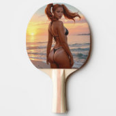 BIKINI GIRL TAN LINIEN PING PONG PADDLE TISCHTENNIS SCHLÄGER (Rückseite)
