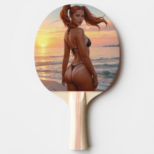 BIKINI GIRL TAN LINIEN PING PONG PADDLE TISCHTENNIS SCHLÄGER (Vorderseite)