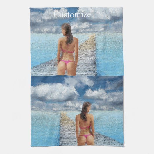 Bikini Girl Thunder_Cove Geschirrtuch (Vertikal)