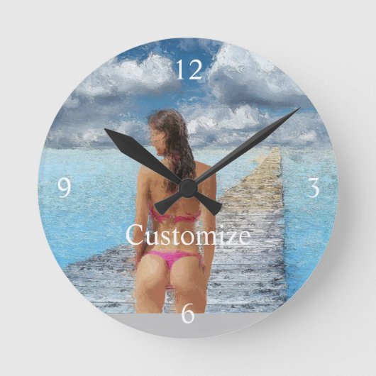 Bikini Girl Thunder_Cove Runde Wanduhr (Vorderseite)