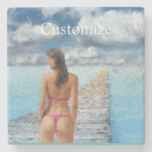 Bikini Girl Thunder_Cove Steinuntersetzer (Vorderseite)