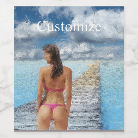 Bikini Girl Thunder_Cove Weinetikett (Einzelnes Label)