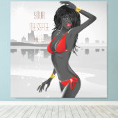 Bikini Girl Wrapped Canvas Leinwanddruck (Insitu (Holzboden))