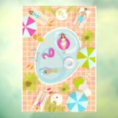 Bikini-Girls und Typ spielen Schwimmbadspiel Fensteraufkleber (Blatt 3)