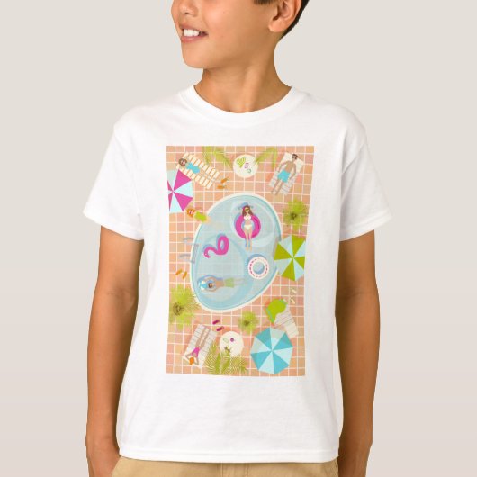 Bikini-Girls und Typ spielen Schwimmbadspiel T-Shirt (Vorderseite)