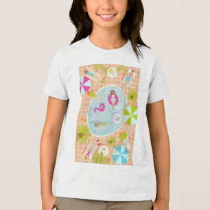 Bikini-Girls und Typ spielen Schwimmbadspiel Tri-Blend Shirt