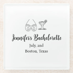Bikini-Glas Cocktail Junggesellinnenabschied Name  Glasuntersetzer