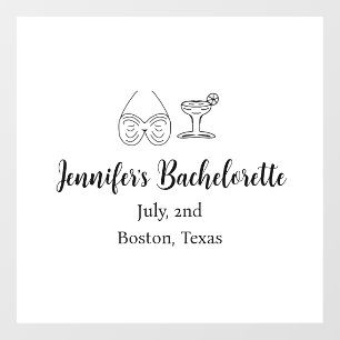 Bikini Glascocktail Junggeselinnen-Abschied Name Fensteraufkleber
