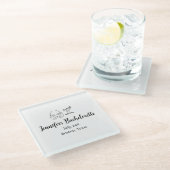 Bikini Glascocktail Junggeselinnen-Abschied Name Glasuntersetzer (Schrägansicht)