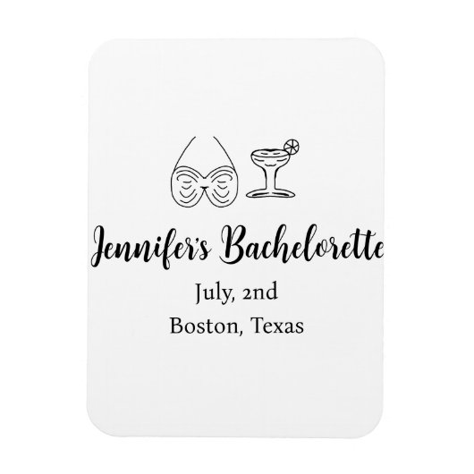 Bikini Glascocktail Junggeselinnen-Abschied Name Magnet (Vertikal)