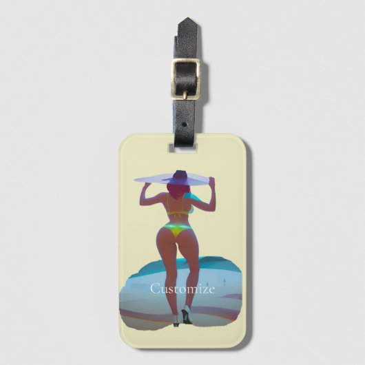 Bikini Hintern Beach Girl Thunder_Cove Gepäckanhänger (Vorderseite Vertikal)