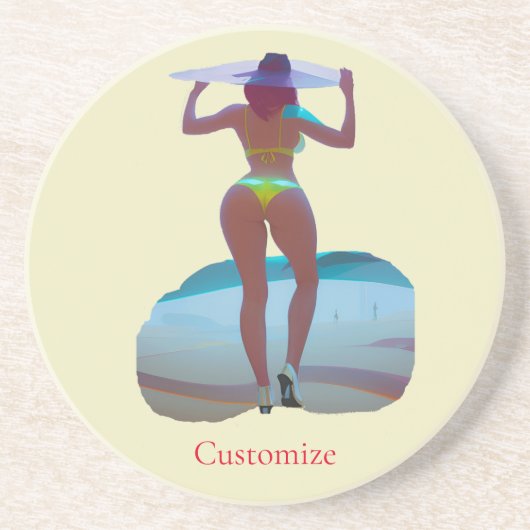 Bikini Hintern Beach Girl Thunder_Cove Getränkeuntersetzer (Vorne)