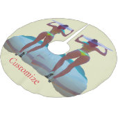 Bikini Hintern Beach Girl Thunder_Cove Polyester Weihnachtsbaumdecke (Schrägansicht)