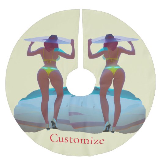 Bikini Hintern Beach Girl Thunder_Cove Polyester Weihnachtsbaumdecke (Vorderseite)