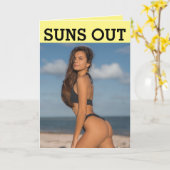 BIKINI HINTERN GIRL JEDEN ANLASS HELLO CARD KARTE (Gelbe Blume)