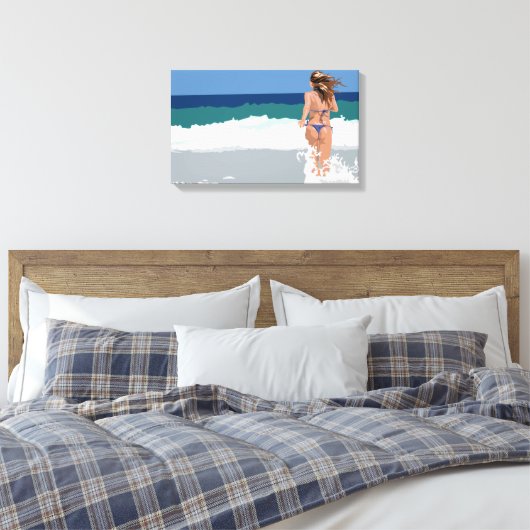 Bikini-Mädchen am Strand Leinwanddruck (Insitu (Schlafzimmer))