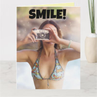 BIKINI MÄDCHEN "LÄCHELN!" BIRTHDAY GREETING CARD