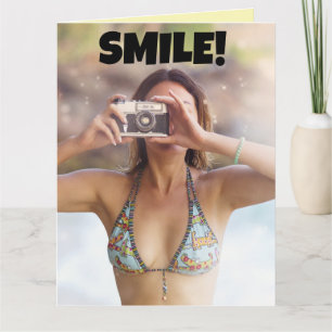 BIKINI MÄDCHEN "LÄCHELN!" BIRTHDAY GREETING CARD KARTE