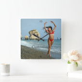 Bikini Modell tanzen Thunder_Cove Quadratische Wanduhr (Zuhause)