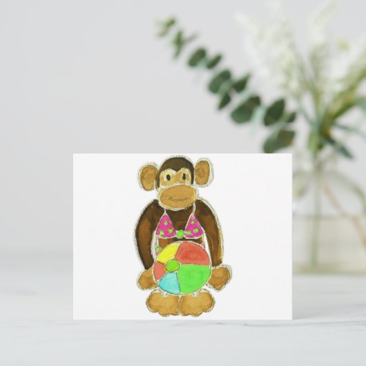 Bikini Monkey Postkarte (Stehend Vorderseite)