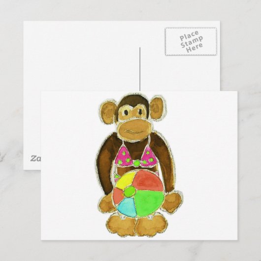 Bikini Monkey Postkarte (Vorne/Hinten)