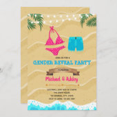Bikini oder Vorstand verkürzen Gender Reveal Party Einladung (Vorne/Hinten)