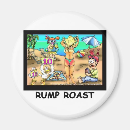 Bikini Rump Roast Funny Offbeat T-Shirts & Geschen Magnet (Vorne)