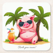 Bikini-Schwein Trinkuntersetzer Rechteckiger Pappuntersetzer (Vorderseite)