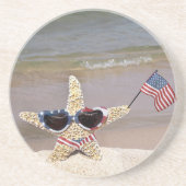 Bikini Starfish mit amerikanischer Flagge Getränkeuntersetzer (Vorne)