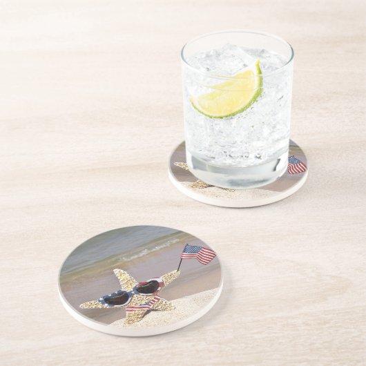 Bikini Starfish mit amerikanischer Flagge Getränkeuntersetzer (Seite)