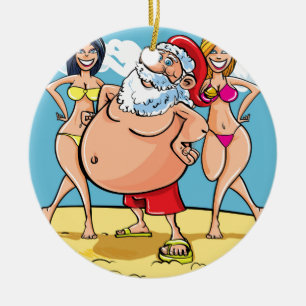 Bikini-Strand Weihnachtsmann Keramikornament