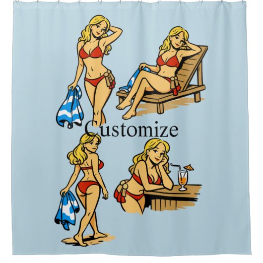 Bikini-Strand Zeit Thunder_Cove Duschvorhang (Vorderseite)