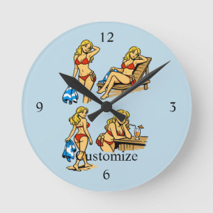 Bikini-Strand Zeit Thunder_Cove Runde Wanduhr