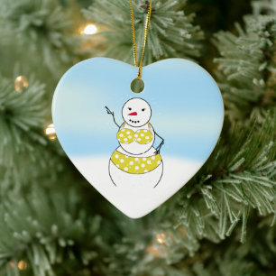 Bikini Time Snowmen Bikini Girl Keramikornament