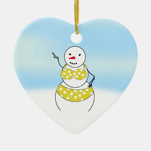 Bikini Time Snowmen Bikini Girl Keramikornament (Vorne)