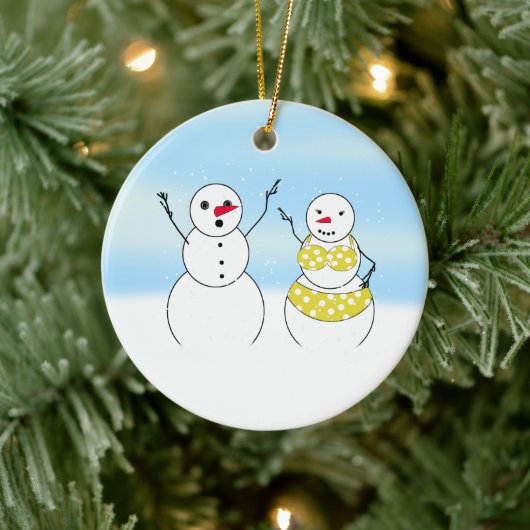 Bikini Time Snowmen Keramikornament (Baum)