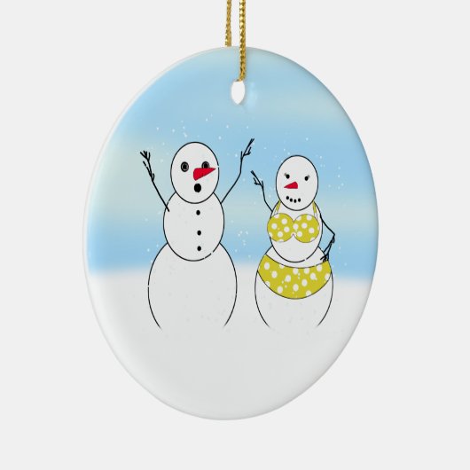 Bikini Time Snowmen Keramikornament (Rechts)