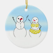 Bikini Time Snowmen Keramikornament (Vorne)