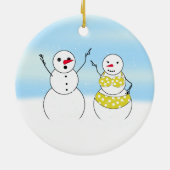 Bikini Time Snowmen Keramikornament (Hinten)