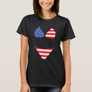 Bikini-Überzug-Badeanzug 4. Juli Amerikanische Fla T-Shirt