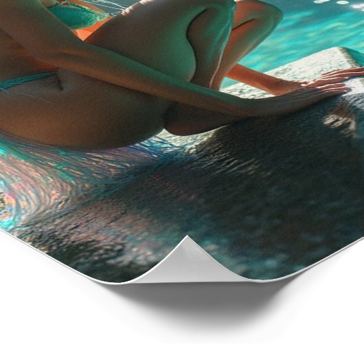 Bikini Water Nymph am Pool Poster (Ecke)