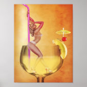 Bikini Woman Inside Cocktail Glass Wall Art, Retro Poster (Vorne)