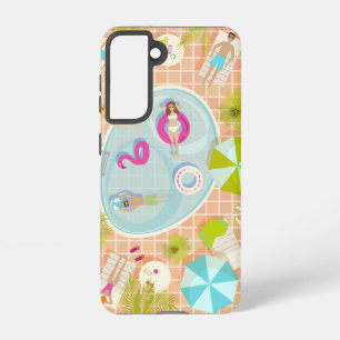 Bikinimädchen und Jungs spielen ein Schwimmbadspie Samsung Galaxy Hülle