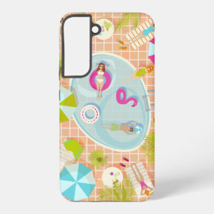 Bikinimädchen und Jungs spielen Schwimmbadspiel Samsung Galaxy Hülle