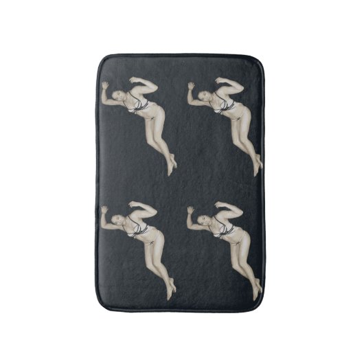 Bikinimodell auf Schwarzem Badematte (Vorderseite Vertikal)