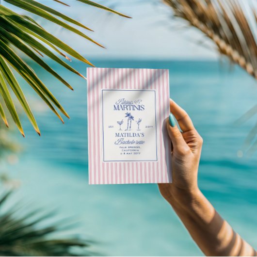 Bikinis and martinis Elegant vintage bachelorette Einladung