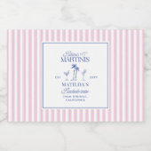 Bikinis & Martinis Bachelorette pink and blue Schaumweinetikett (Einzelnes Label)