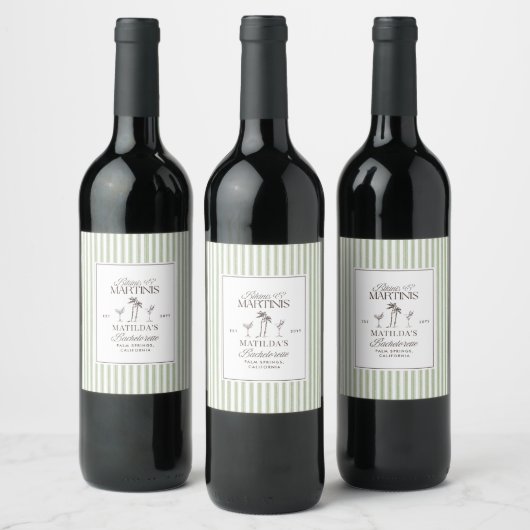 Bikinis & Martinis Bachelorette Wine Bottle Label  Weinetikett (Flaschen)